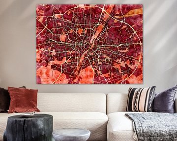 Kaart van München groot in de stijl 'Amber Autumn' van Maporia