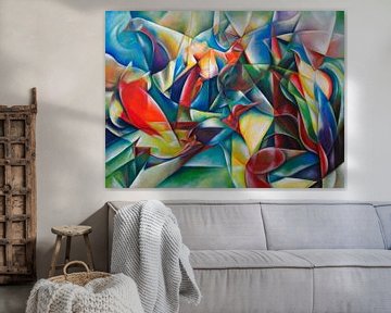 Abstract fantasy with colorful birds