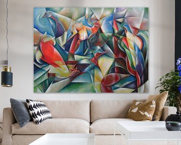 Abstracte fantasie met kleurrijke vogels van David Morales Izquierdo