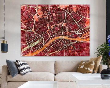 Map of Frankfurt am Main with the style 'Amber Autumn' by Maporia