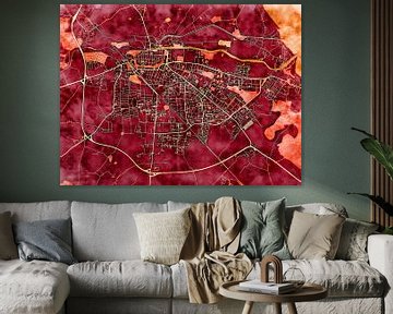 Map of Greifswald with the style 'Amber Autumn' by Maporia