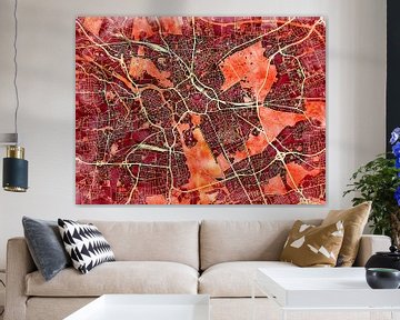 Map of Hannover with the style 'Amber Autumn' by Maporia