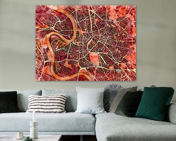 Kaart van Düsseldorf in de stijl 'Amber Autumn' van Maporia