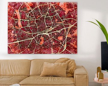 Map of Essen with the style 'Amber Autumn' by Maporia