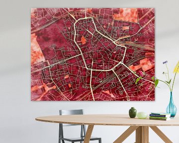 Kaart van Bochum centrum in de stijl 'Amber Autumn' van Maporia