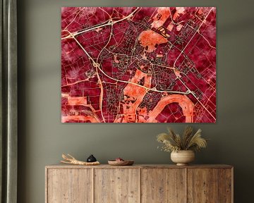 Kaart van Grevenbroich in de stijl 'Amber Autumn' van Maporia