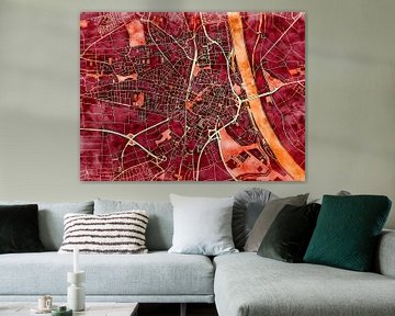 Map of Worms with the style 'Amber Autumn' by Maporia