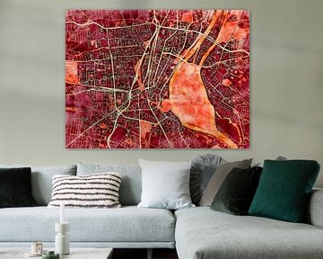 Kaart van Magdeburg centrum in de stijl 'Amber Autumn' van Maporia