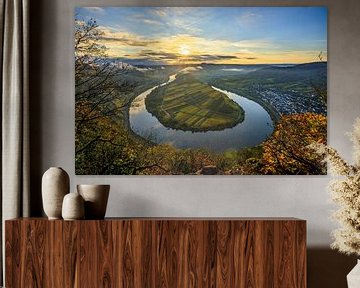 Mosel loop in Bremm, sunrise from a viewpoint by Fotos by Jan Wehnert