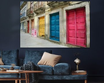 Oude kleurrijke deuren van Porto, Portugal van Carolina Reina