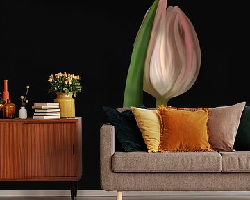 Moyze - Pink Tulip - painting by Moyze