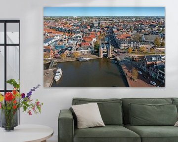 Luchtfoto van het stadje Sneek met de Watertoren in Friesland Nederland van Eye on You