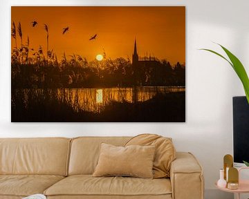 Mooie zonsopkomst in natuurgebied het Markdal in Breda -  Nederland van Chihong