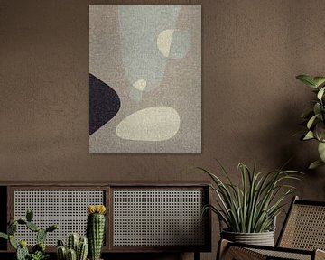 Abstracte kiezelstenen 8. Moderne abstracte minimalistische organische vormen in aardetinten. van Dina Dankers