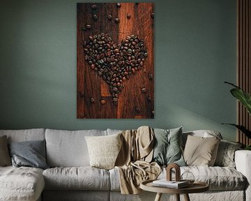 Coeur en grains de café (rouge chaud) sur Pim Haring