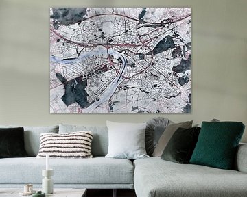 Kaart van Aschaffenburg in de stijl 'White Winter' van Maporia
