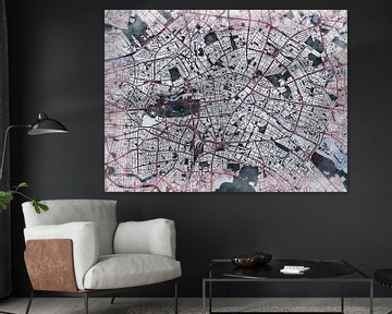 Map of Berlin centrum with the style 'White Winter' by Maporia