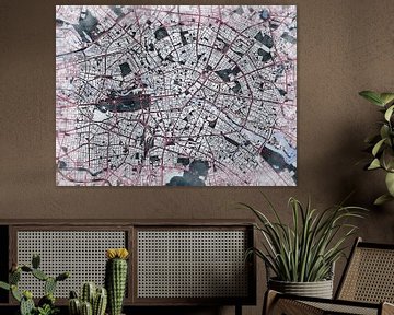 Kaart van Berlijn centrum in de stijl 'White Winter' van Maporia