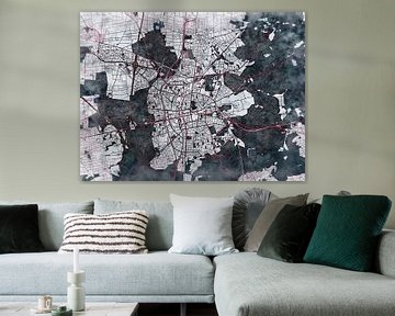 Kaart van Darmstadt in de stijl 'White Winter' van Maporia