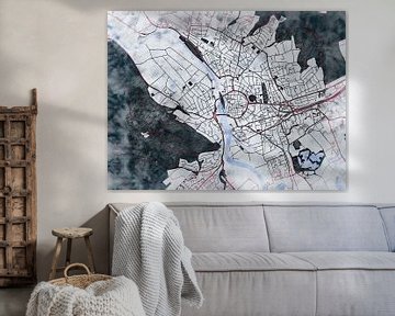 Kaart van Hameln in de stijl 'White Winter' van Maporia