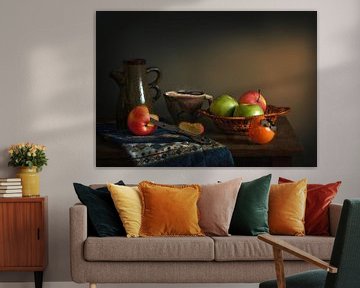 still life with fruit and a cup of coffee by Mykhailo Sherman