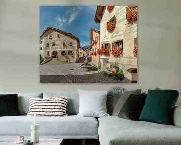 Maisons de l'Engadine, Guarda, Grisons, Suisse sur Rene van der Meer