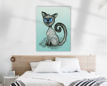 Drawing of a Siamese cat by Bianca Wisseloo