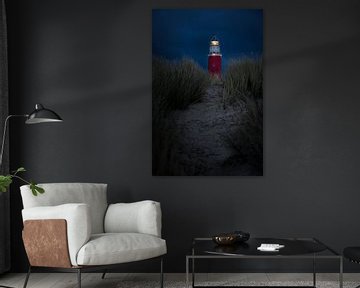 Der Leuchtturm von Texel während der blauen Stunde. von Justin Sinner Pictures ( Fotograaf op Texel)