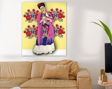 Frida, in mexikanischer Kleidung. Fantasy-Zeichnung