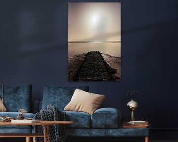 Steiger richting het wad op Vlieland - natuurfotografie print van Laurie Karine van Dam