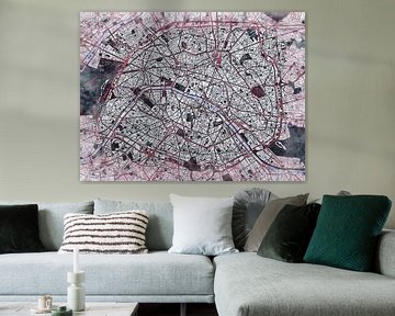 Kaart van Parijs in de stijl 'White Winter' van Maporia