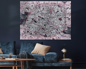 Kaart van Parijs in de stijl 'White Winter' van Maporia
