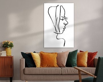 Lijntekening van het portret van een vrouw