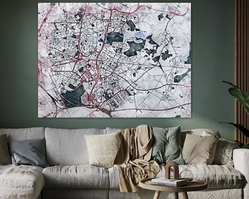 Map of Villeneuve-d'Ascq with the style 'White Winter' by Maporia