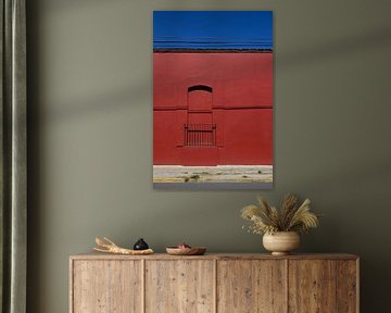 Rood huis | Blauw en rood | kleurrijk Mexico | reisfotografie print van Kimberley Helmendag