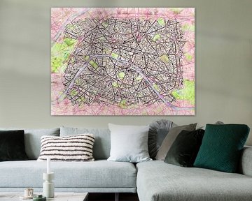 Kaart van Paris in de stijl 'Soothing Spring' van Maporia