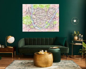Kaart van Boulogne-Billancourt in de stijl 'Soothing Spring' van Maporia