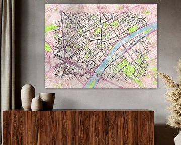 Map of Courbevoie with the style 'Soothing Spring' by Maporia