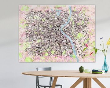 Map of Bordeaux with the style 'Soothing Spring' by Maporia