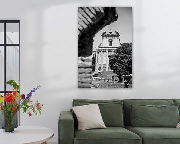 Tempel in Forum Romanum | Rome, Italie | Zwart-wit | Reisfotografie van Monique Tekstra-van Lochem