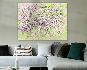Kaart van Brive-la-Gaillarde in de stijl 'Soothing Spring' van Maporia
