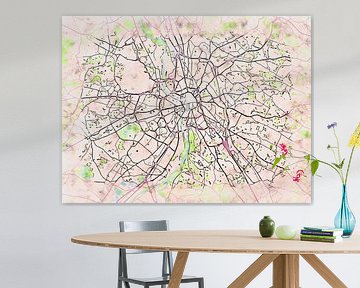 Map of Toulouse with the style 'Soothing Spring' by Maporia
