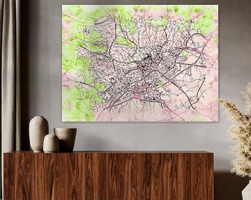 Map of Nîmes with the style 'Soothing Spring' by Maporia