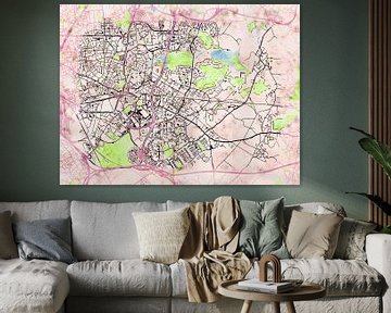 Kaart van Villeneuve-d'Ascq in de stijl 'Soothing Spring' van Maporia