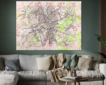 Map of Le Mans with the style 'Soothing Spring' by Maporia