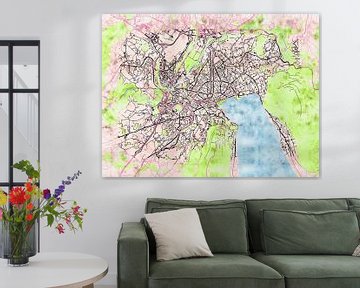 Kaart van Annecy in de stijl 'Soothing Spring' van Maporia