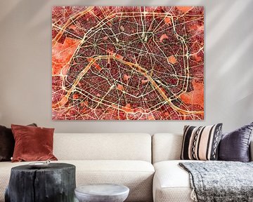 Kaart van Parijs in de stijl 'Amber Autumn' van Maporia