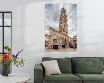 Tower of the Cathedral of Saint Domnius in center of Split in Croatia by Joost Adriaanse