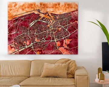 Kaart van Dunkirk in de stijl 'Amber Autumn' van Maporia