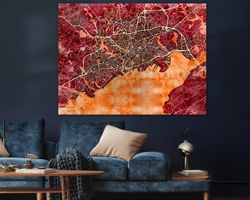 Kaart van Brest in de stijl 'Amber Autumn' van Maporia